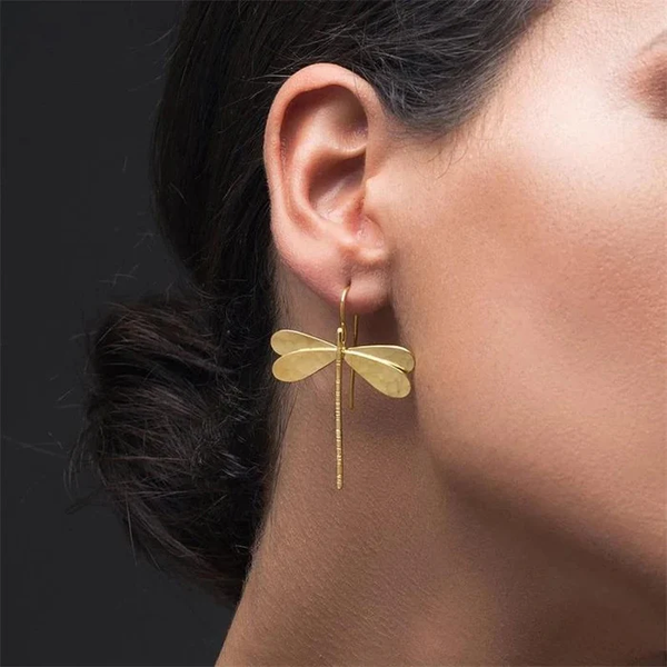 Vintage Gold Dragonfly Earrings