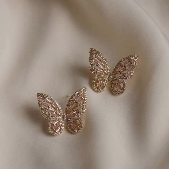 Vintage Crystal Butterfly Earrings