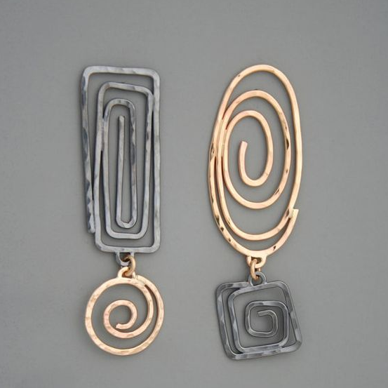 Boho Gold & Silver Spirals Earrings
