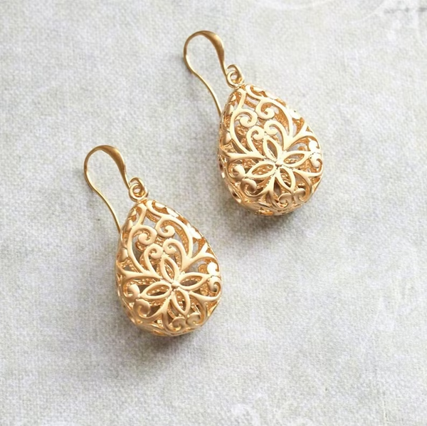 Vintage Gold Openwork Drop Earrings