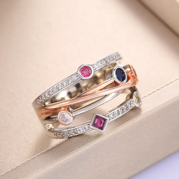 Vintage Colourful Hollow Zirconia Ring
