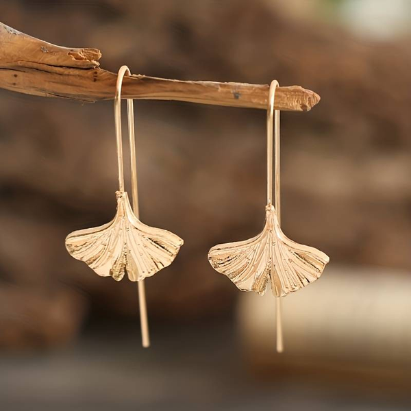 Vintage Gold Petal Drop Earrings