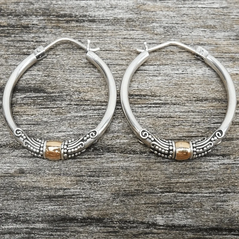Vintage Silver Engraved Pattern Earrings