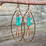 Vintage Turquoise Drop Bronze Earrings