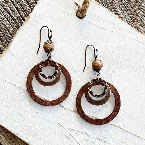 Vintage Round Leather Earrings