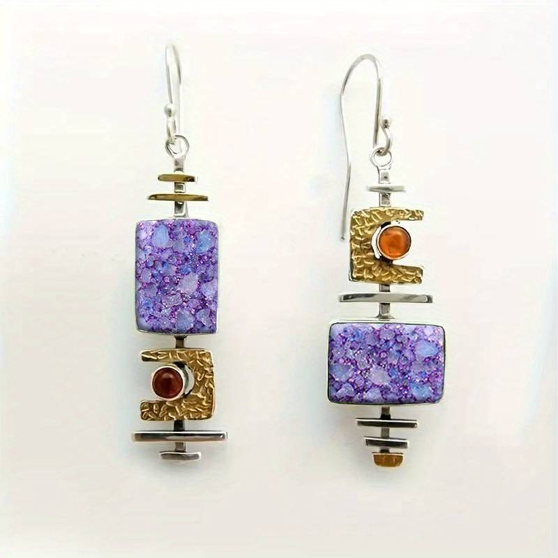 Vintage Purple Stone Antique Earrings