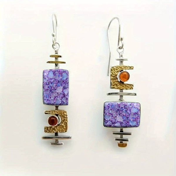 Vintage Purple Stone Antique Earrings