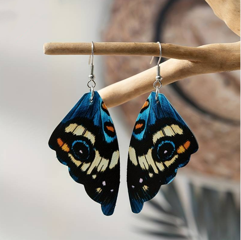 Vintage Exotische Vlindervleugels Earrings