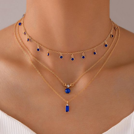 Vintage Gold & Blue Necklace