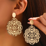 Vintage Gold Openwork Mandala Earrings