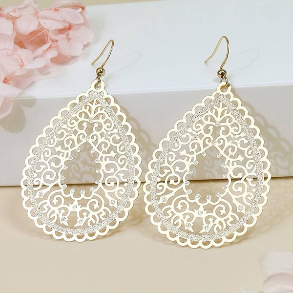 Vintage Gold Mandala Drop Earrings
