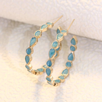 Vintage Blue Stone Hoop Earrings