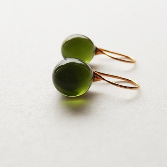 Vintage Green Crystal Drop Earrings