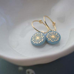 Vintage Blue Round Dandelion Earrings