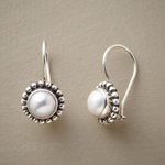 Vintage Inlaid Silver Pearls Earrings