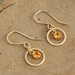 Vintage Orange Zirconia Gold Earrings