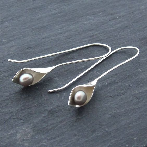 Vintage Silver Pearls Drop Earrings