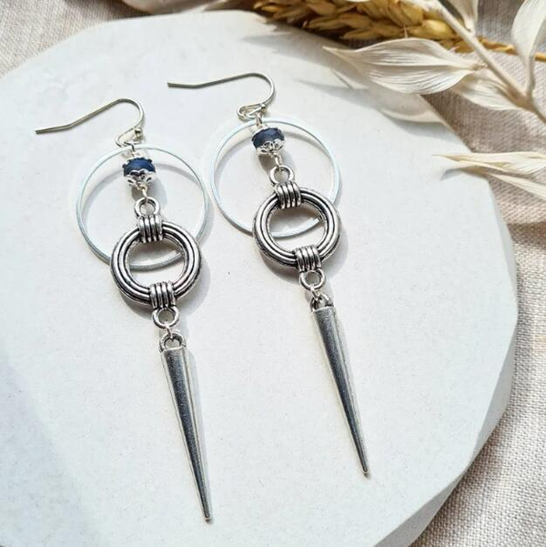 Vintage Silver Drop Puntige Earrings