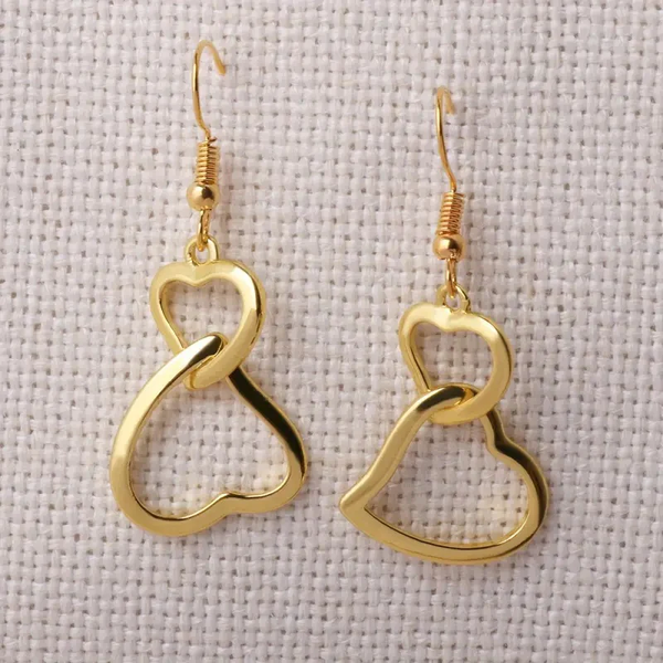 Vintage Linked Heart Gold Earrings
