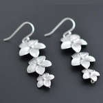 Vintage Drop Silver Plated Flower Earrings