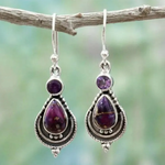 Vintage Drop Purple Stone Earrings