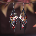 Vintage Drop Flower Dark Earrings