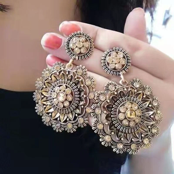 Vintage Crystal Mandala Earrings