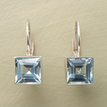 Vintage Blue Kubus Glass Earrings