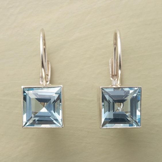 Vintage Blue Kubus Glass Earrings