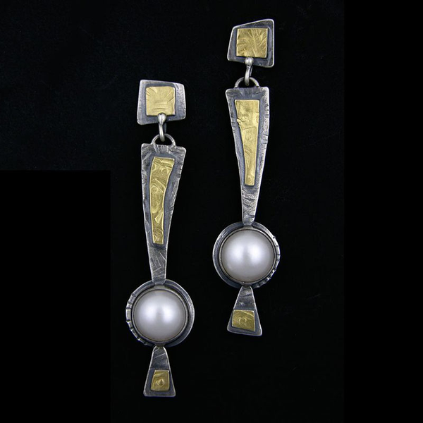 Vintage Drop Silver Pearl Earrings