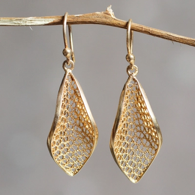 Vintage Drop Gold Mesh Earrings