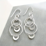Vintage Drop Circle Silver Earrings