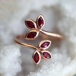 Vintage Red Leaf Gold Ring