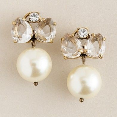 Vintage Crystal Vlinderdas Pearl Earrings