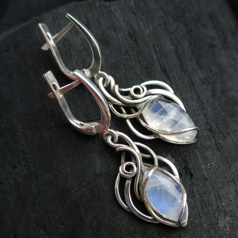 Vintage White Opal Drop Earrings