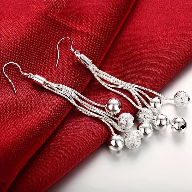 Vintage Drop Silver Beaded Earrings