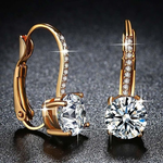 Vintage Crystal Round Gold Earrings