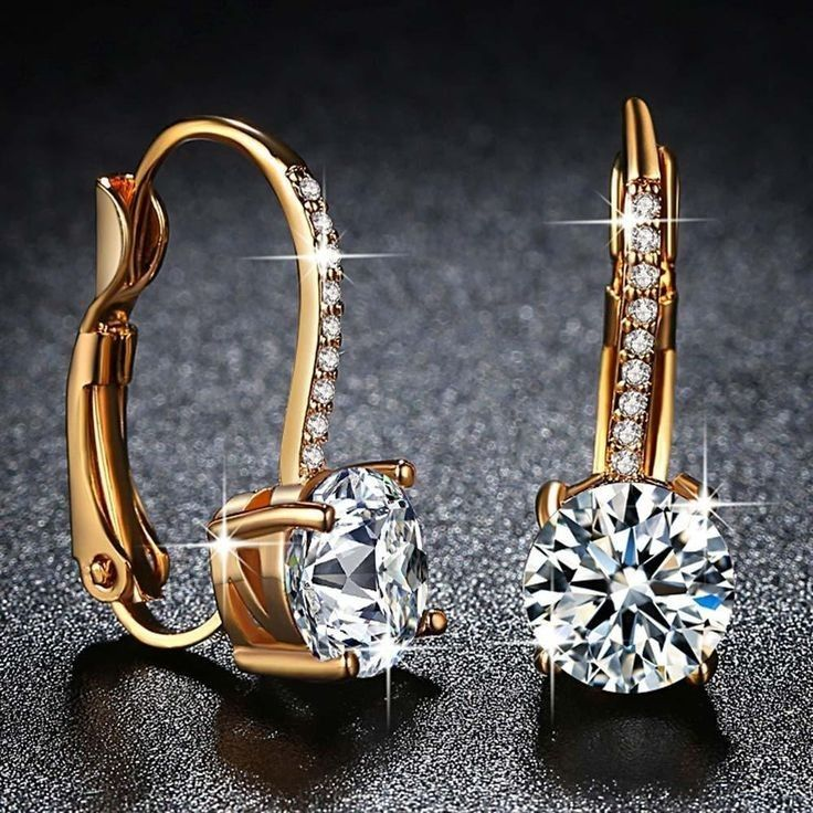 Vintage Crystal Round Gold Earrings