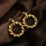 Vintage Braided Hoop Gold Earrings