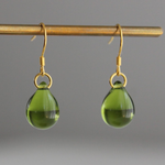 Vintage Green Crystal Drop Gold Earrings