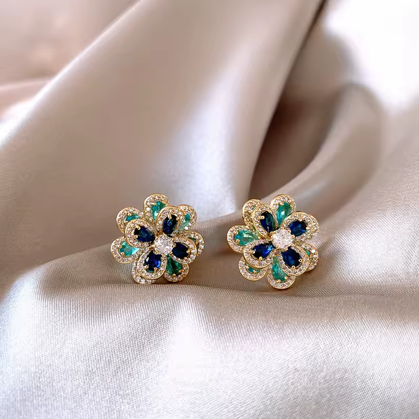 Vintage Crystal Flower Earrings