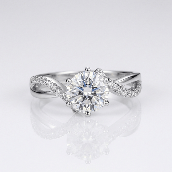 Round Zirconia Silver Infinity Ring