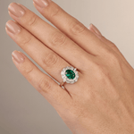 Vintage Emerald Silver Floral Ring — (Adjustable)