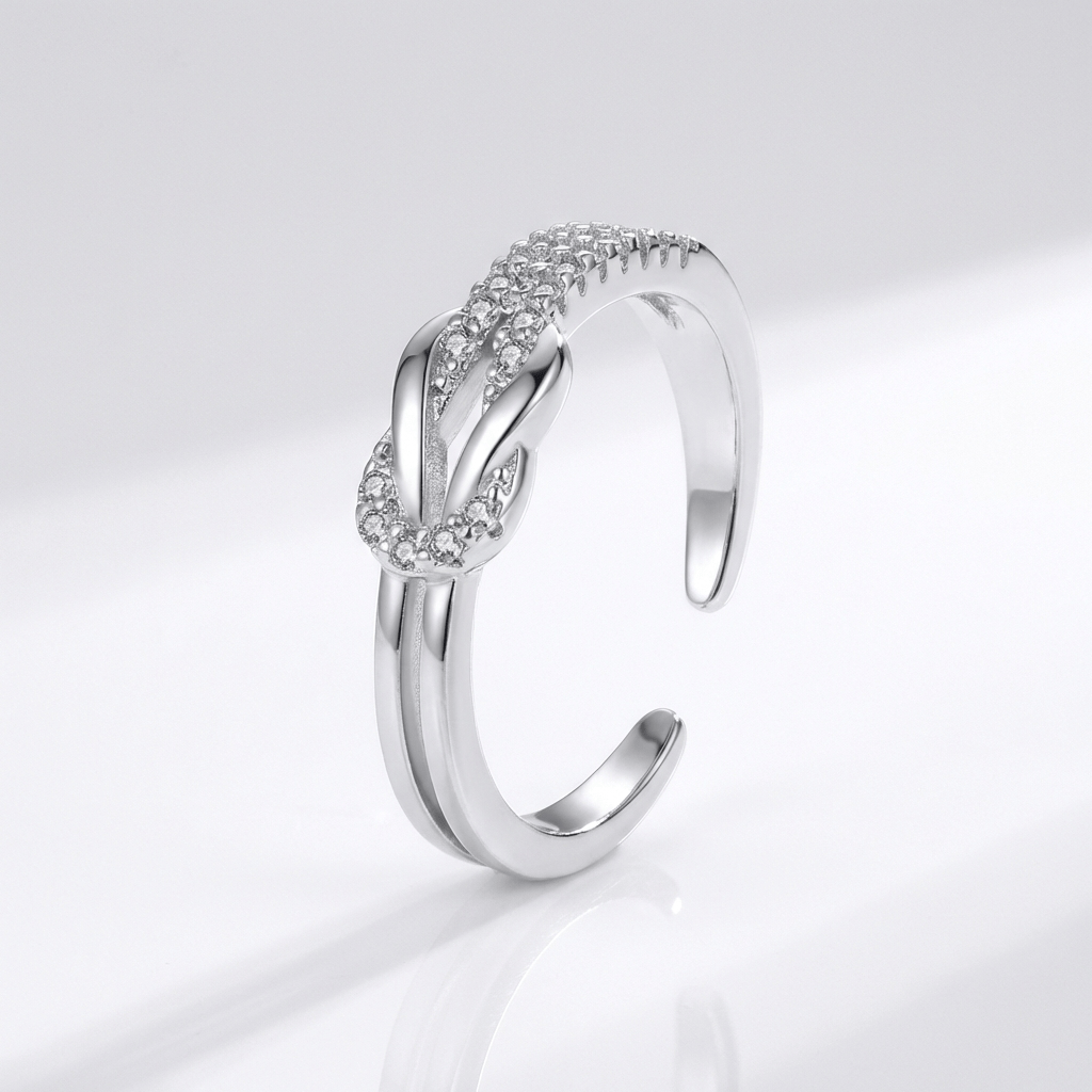 Silver Zirconia Wrap Ring — (Adjustable)