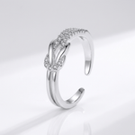 Silver Zirconia Wrap Ring — (Adjustable)