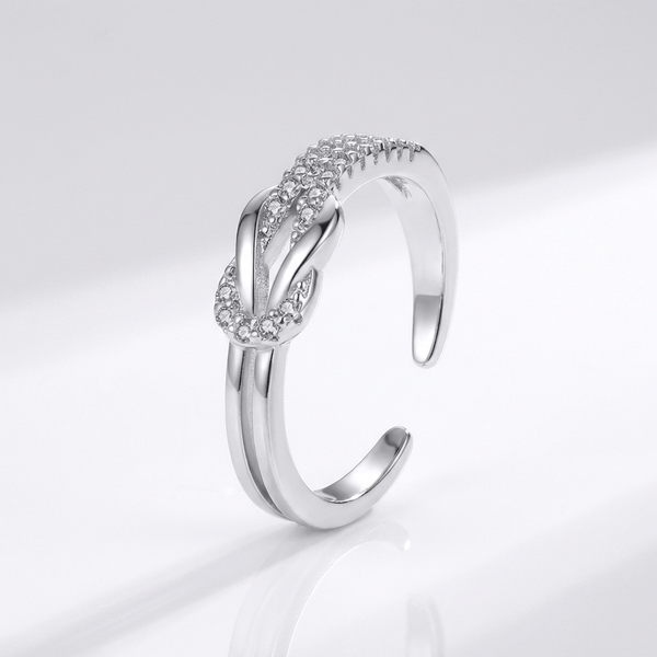 Silver Zirconia Wrap Ring — (Adjustable)