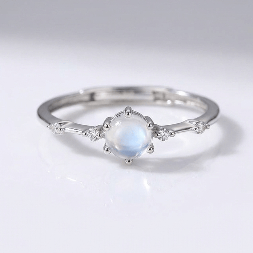 Silver Moonstone Vintage Ring — (Adjustable)