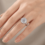 Silver Round Diamond Sunburst Ring — (Adjustable)