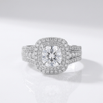 Silver Round Diamond Halo Ring