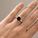 Silver Rose Diamond Ring — (Adjustable)